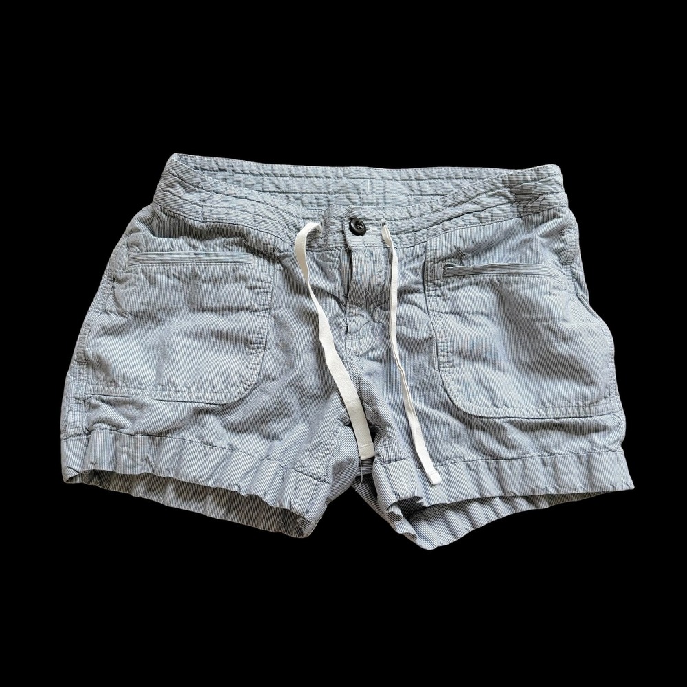 Y2K The North Face Blue White Pinstripe Linen Blend Utility Shorts Sz S